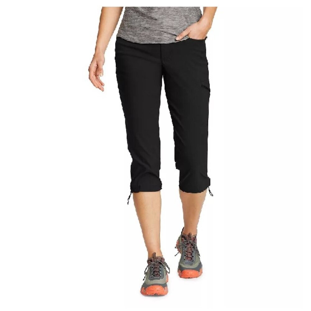Eddie Bauer Women's Stretch Ripstop Active Capris Black Size 14